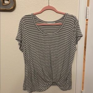 Grey & White striped slouchy tee from Maurices
